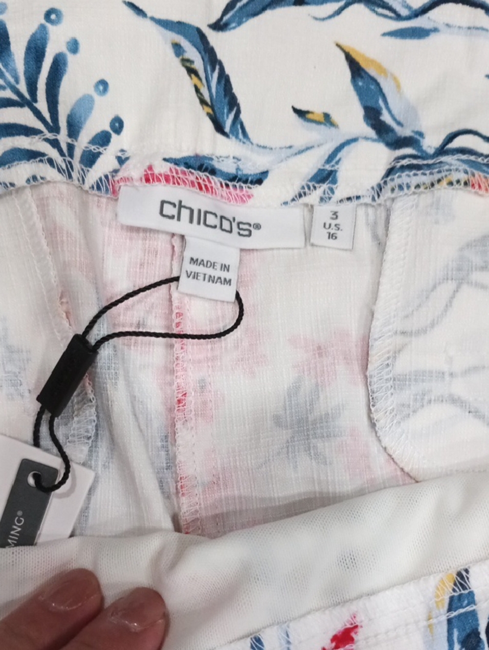 Chico's White Floral Bermuda Shorts with Blue, Pink & Orange Print - Picture 5 of 10